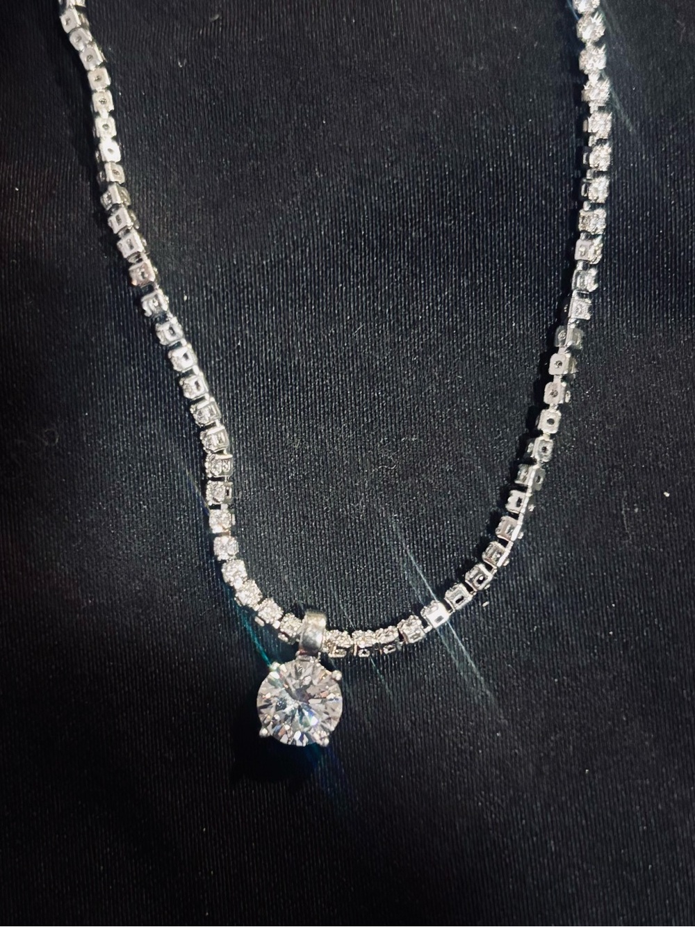 Classic Silver Tennis Necklace with Round Solitaire Pendant - Nordstrom
